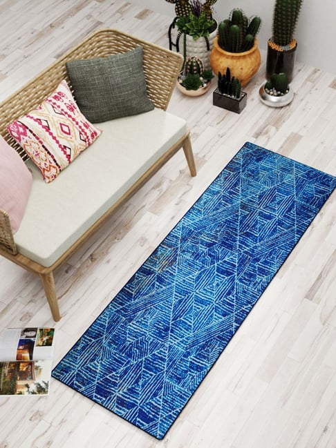 Bianca Blue Microfibre Non-Slip Rug