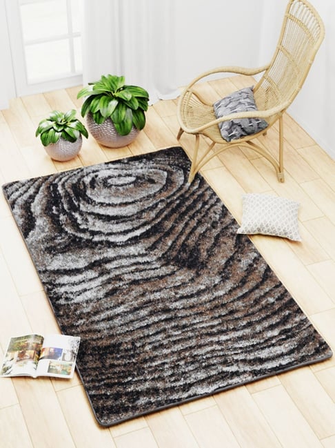 Bianca Grey & Brown Microfibre Non-Slip Rug