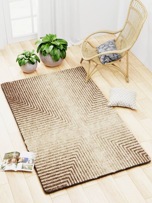Bianca Khaki & Brown Microfibre Non-Slip Rug