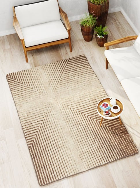 Bianca Khaki & Brown Microfibre Non-Slip Rug
