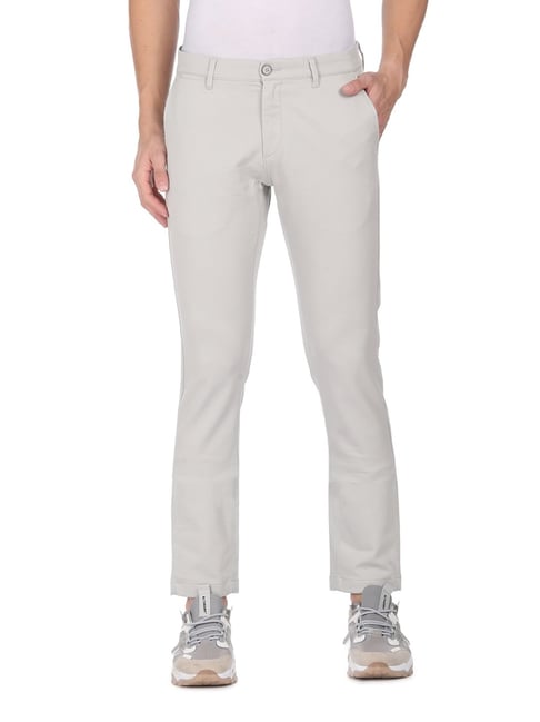 U S Polo Assn U.S. Polo Assn. Grey Cotton Regular Fit Chinos