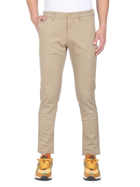 U S Polo Assn U.S. Polo Assn. Beige Cotton Regular Fit Chinos