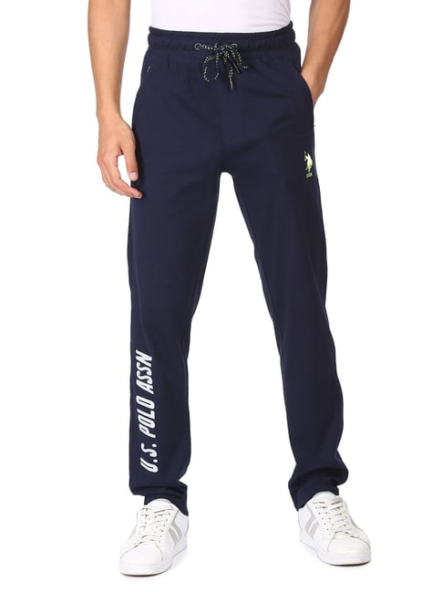 U S Polo Assn U.S. Polo Assn. Navy Cotton Regular Fit Printed Trackpants