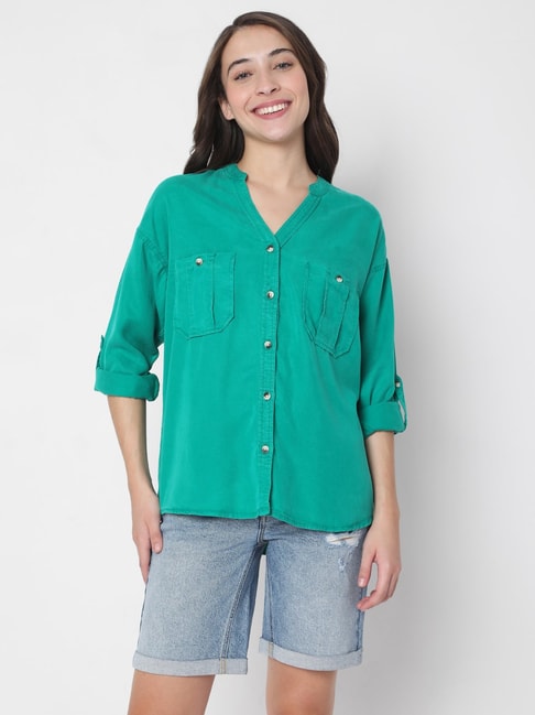 Vero Moda Green Full Sleeves Shirt Price in India