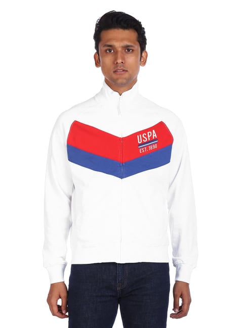 U S Polo Assn U.S. Polo Assn. White Regular Fit Colour Block Sweatshirt