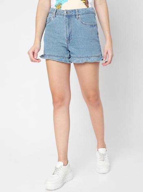 Vero Moda Blue Cotton Denim Shorts