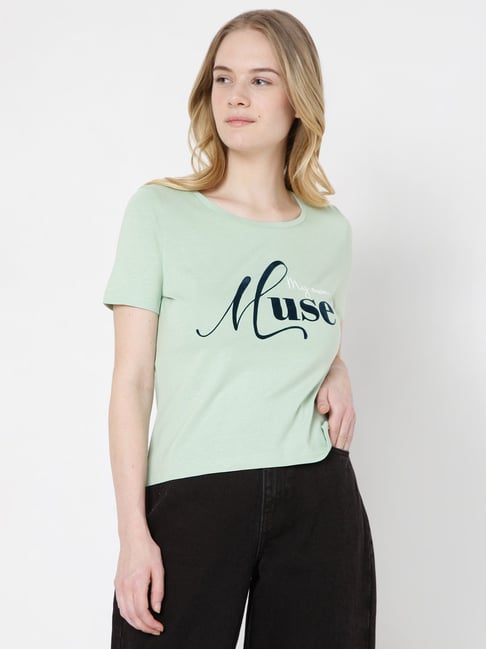 Vero Moda Green Printed T-Shirt