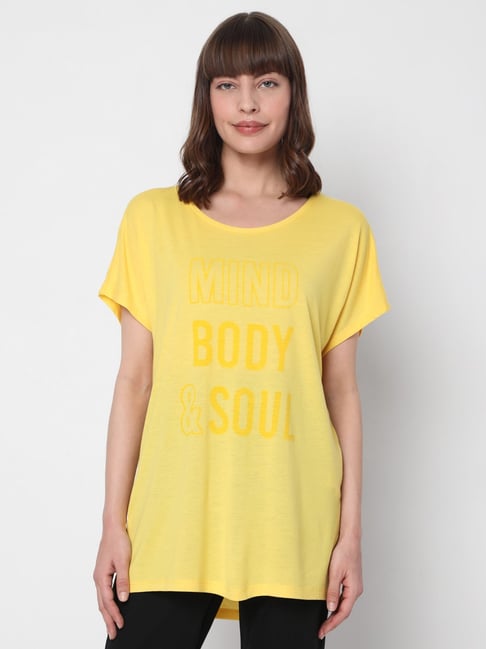 Vero Moda Yellow Printed T-Shirt