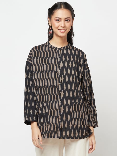 Fabindia Black Cotton Printed Shirt Price in India