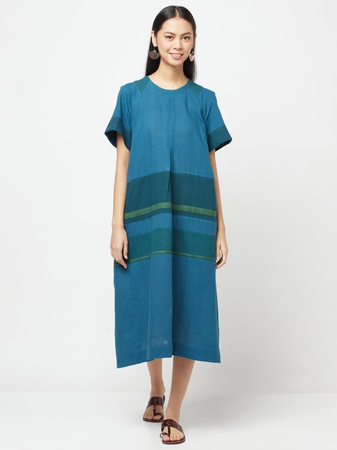 Buy Fabindia Blue Cotton A-Line Dress for Women Online Tata CLiQ