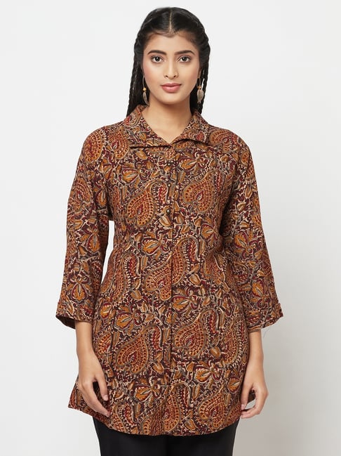 Fabindia Maroon Cotton Printed Tunic