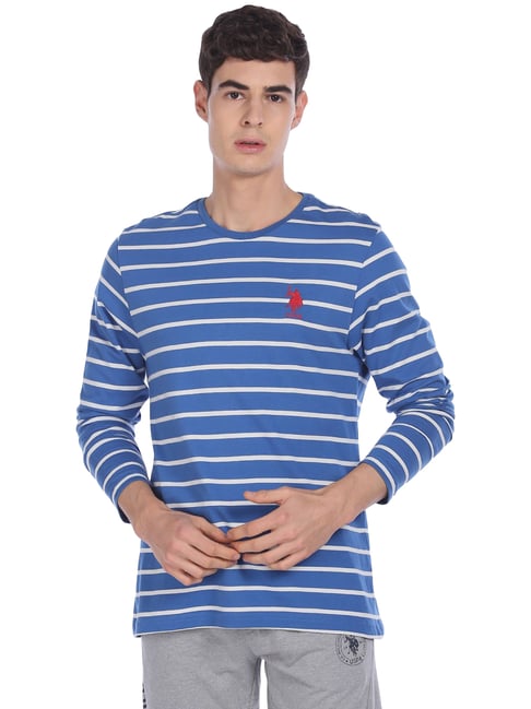 U S Polo Assn U.S. Polo Assn. Blue Regular Fit Striped T-Shirt