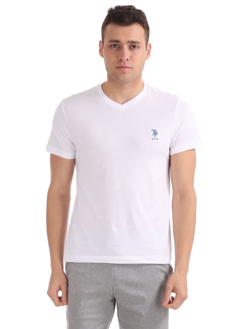 U S Polo Assn U.S. Polo Assn. White Cotton Regular Fit T-Shirt