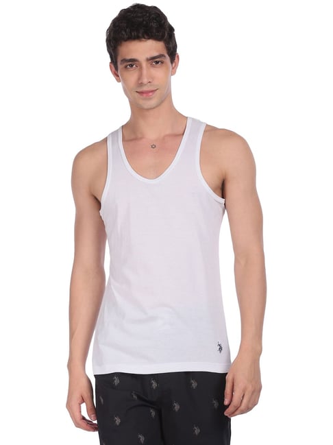 Buy U.S. Polo Assn. White Cotton Regular Fit Vest for Mens Online @ Tata  CLiQ