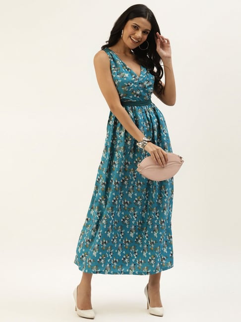 Belle Fille Blue Floral Print Dress Price in India