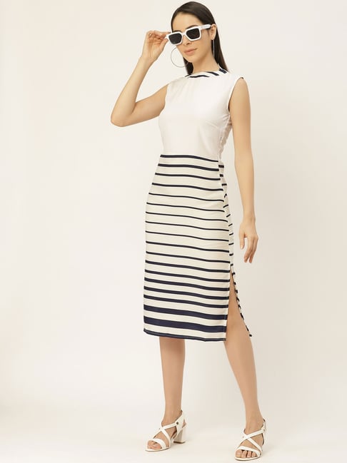 Belle Fille White Striped Dress Price in India