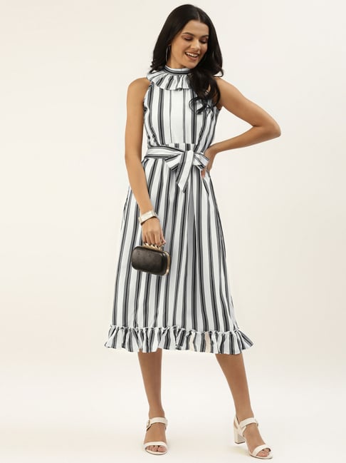 Belle Fille White Striped Dress Price in India