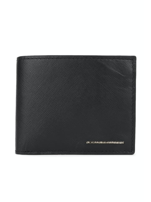 Buy Louis Philippe Men Black Textured Leather Two Fold Wallet