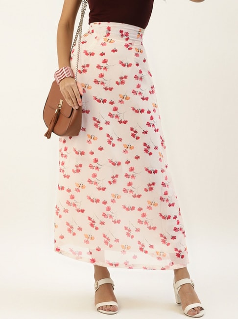 Belle Fille White Floral Print Skirt Price in India