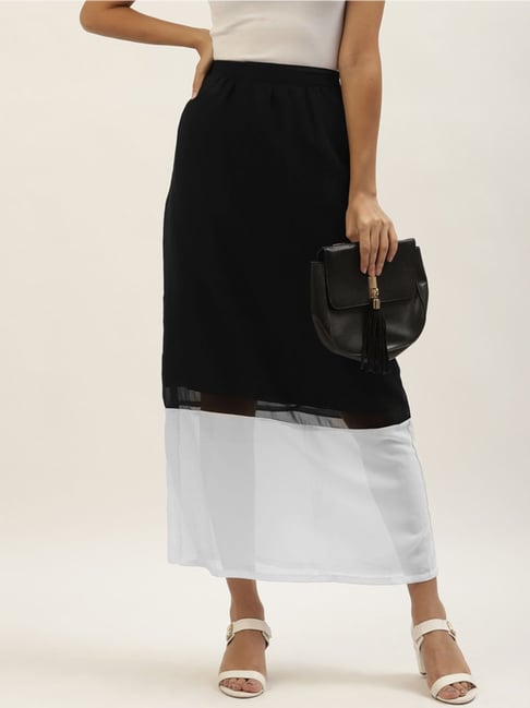 Belle Fille Black & White Maxi Skirt Price in India