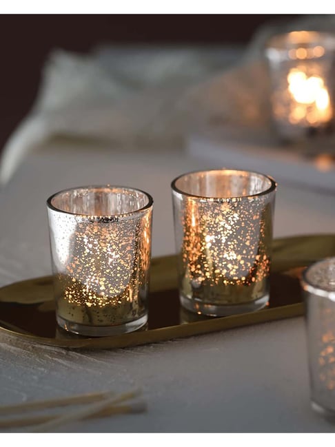 Homesake 'House Warming' Silver Glass Tea Light Holder - Set of 10