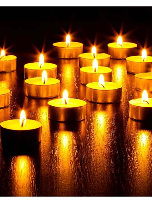 Homesake 'Holi' White & Silver Wax Tea Light Candle - Set of 100