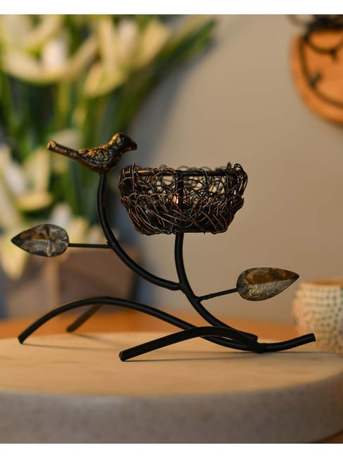 Homesake 'Diwali' Black Metal Nested Candle Holder - Set of 1