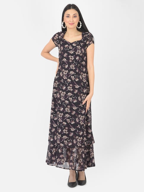 Latin Quarters Black Printed Maxi Dress Price in India