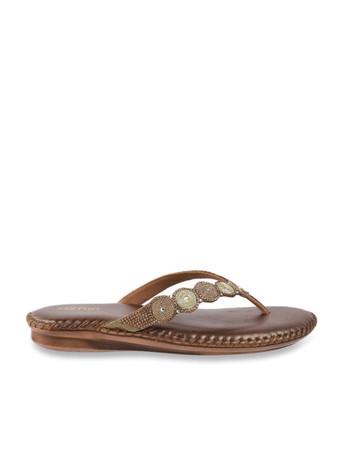 Metro Women's Antique Gold Thong Sandals Price in India