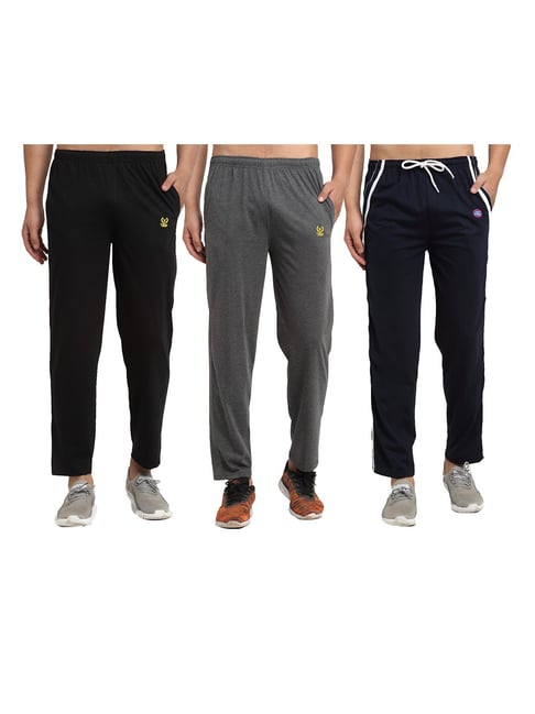 Vimal Jonney Multicolor Cotton Mid Rise Trackpants (Pack of 3)-Vimal Jonney-Apparel-TATA CLIQ