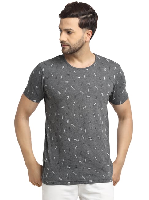 Vimal Jonney Grey Printed T-Shirt