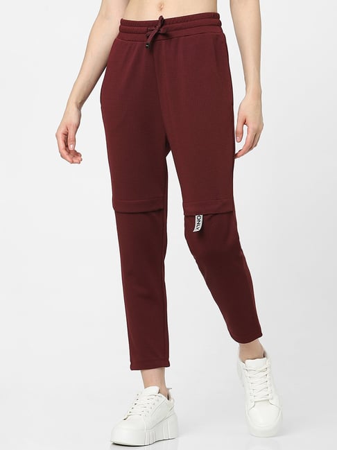 Only Maroon Regular Fit Trackpants