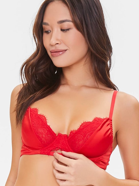 Forever 21 Red Non Wired Non Padded Full Coverage Bra Price in India