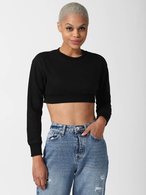 Black crop 2025 sweater forever 21