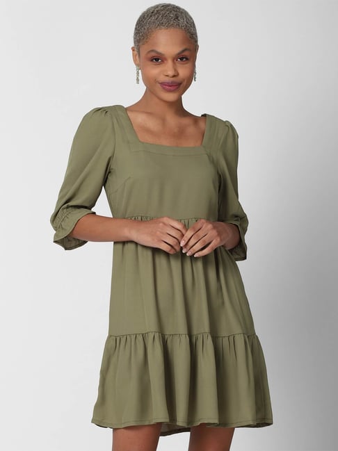 Forever 21 Olive Regular Fit Dress Price in India