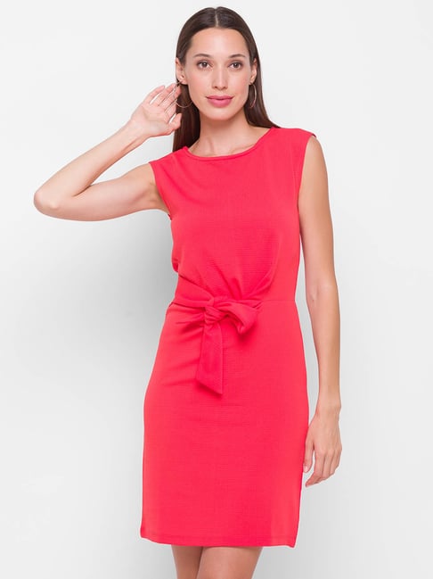 Neon Orange Plunging Neck Slim Fit Dress – Wear.Style