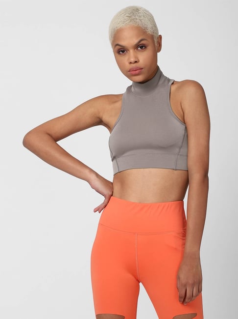Buy Forever 21 Grey Cotton Non Wired Non Padded Sports Bra for Women Online  @ Tata CLiQ