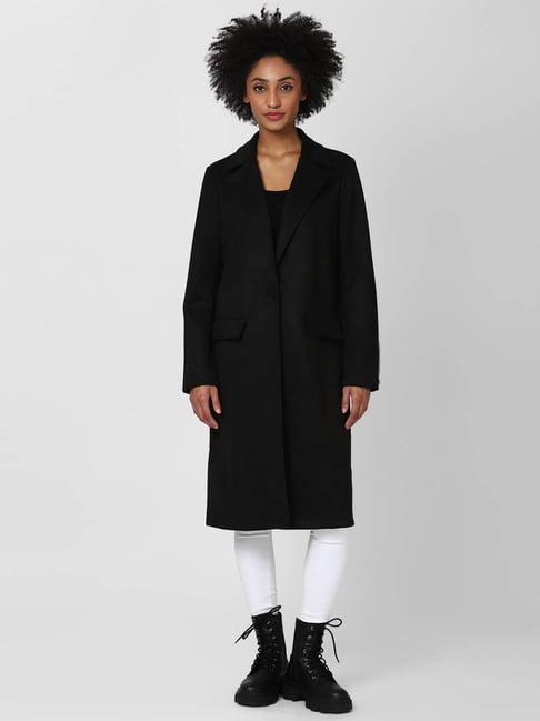 Buy Forever 21 Black Regular Fit Trench Coat for Women Online