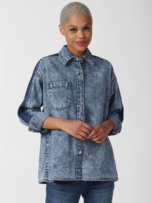 Forever 21 Blue Boxy Fit Shirt Price in India