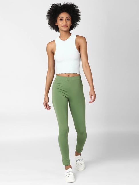 Buy Forever 21 Green Regular Fit Leggings for Women Online @ Tata CLiQ