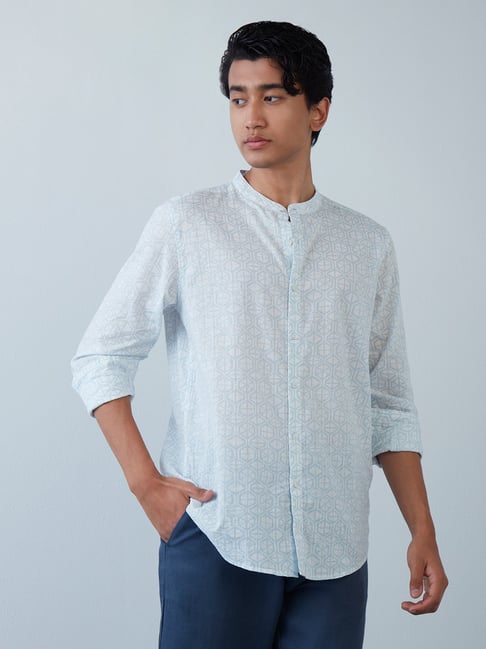 Buy ETA by Westside Light Blue Printed Resort-Fit Shirt Online at best ...