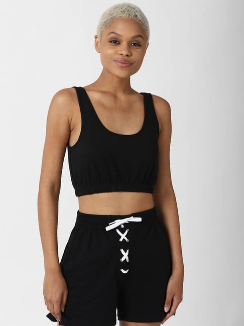 Forever 21 Black Slim Fit Crop Top Price in India