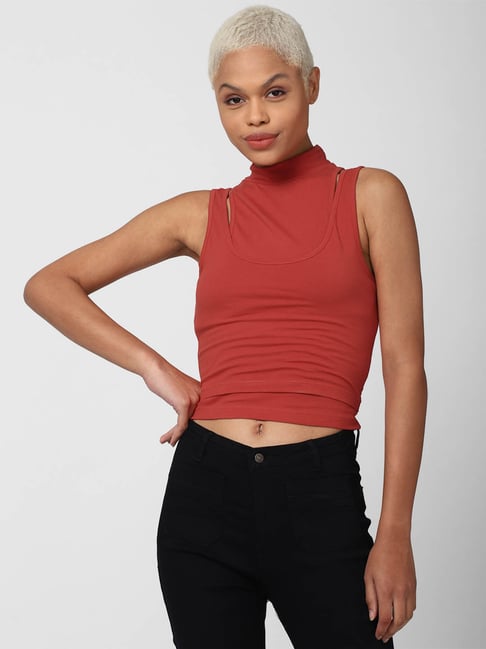 Buy Forever 21 Rust Regular Fit Crop Top for Women Online Tata CLiQ