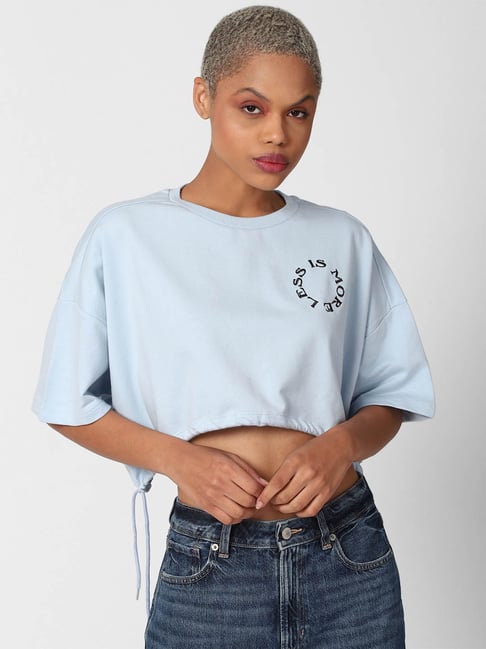 Buy Forever 21 Blue Graphic Print Crop Top for Women Online Tata