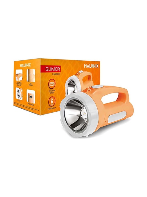 Halonix Glimer Rechargeable Emergency LED Torch Light (Orange)