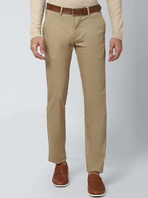 Peter England Beige Cotton Slim Fit Chinos