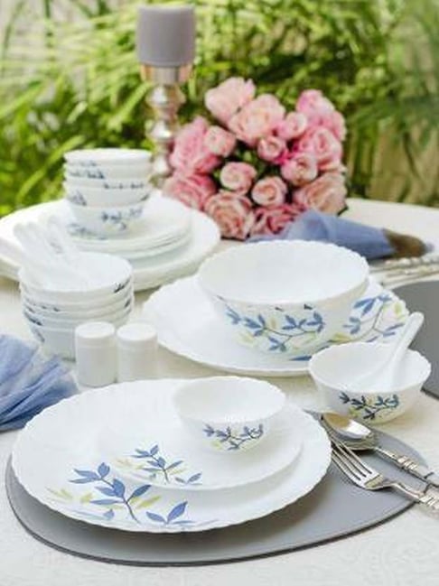 Buy LaOpala White Blue Opalware Dinner Set at Best Price Tata CLiQ