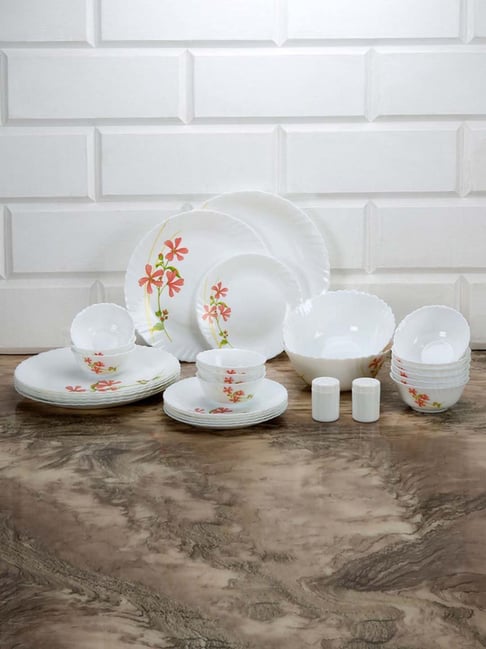 LAOPALA by LA OPALA Pack of 23 Opalware CORAL CHARM Dinner Set (Microwave  Safe)