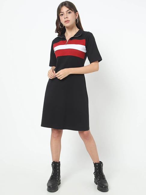 Bewakoof Black Striped Dress Price in India