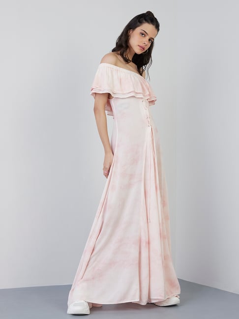 Nuon by Westside Light Pink Tie-Dye Dibella Dress Price in India